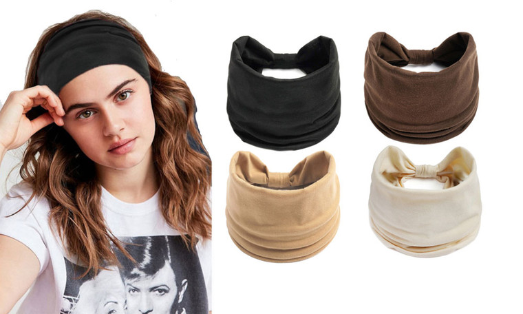 NEW 4PCS Solid color elastic sports headband 0391