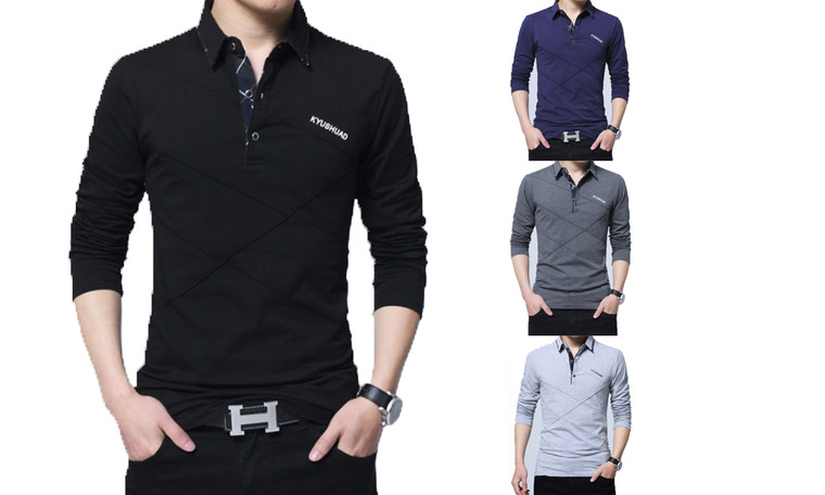 NEW Men's Long Sleeve Printed Cotton T-Shirt 0394