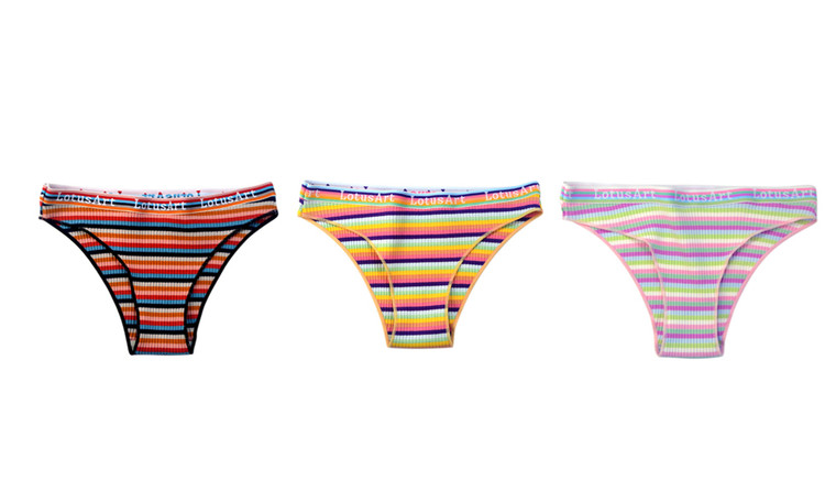 NEW 3PCS Low-rise ribbed panties 0396
