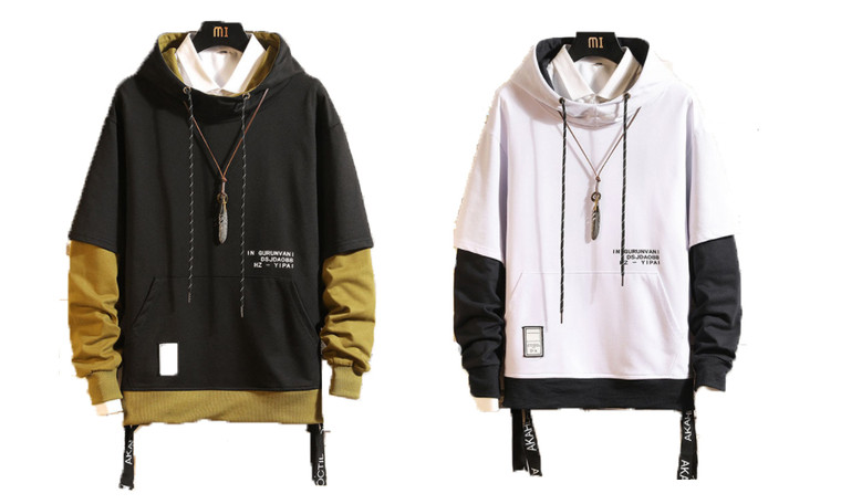 NEW Men's Colorblock Hooded Pullover Sweatshirt 0397