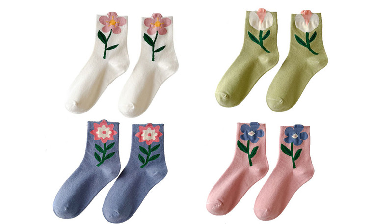NEW  4pcs Tulip Flower Women's Socks  5503