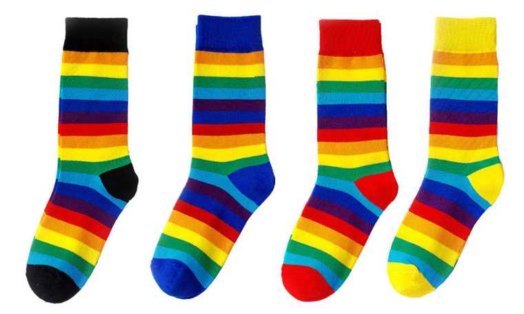NEW  4pcs Rainbow socks striped sports preppy girls mid tube socks 5507