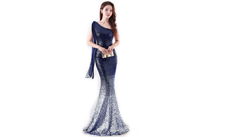 NEW Gradient Sequin Banquet Evening Dress Long Mermaid Dress 5596