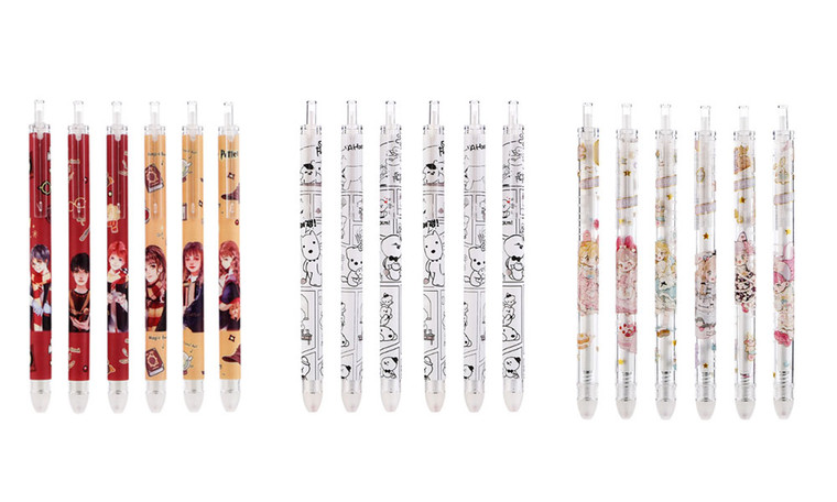 NEW 6pcs Students press blue magic erasable gel pen 5601