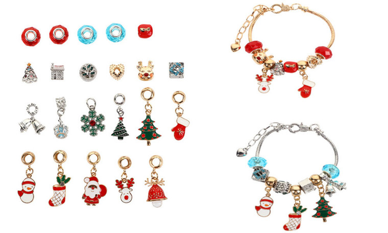 NEW Christmas 24 Countdown Kids DIY Pink Bracelet Beading Set 5616