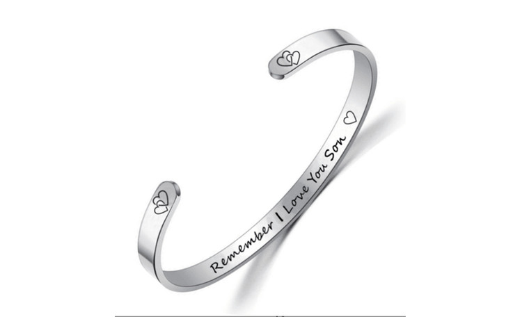 NEW Bracelet MOM DAD SON DAUGHTER Stainless Steel Open C Lettering Bracelet 5636