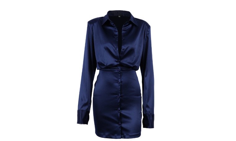NEW Autumn long-sleeved shirt dress slim bag hip short skirt temperament women clothing 5679