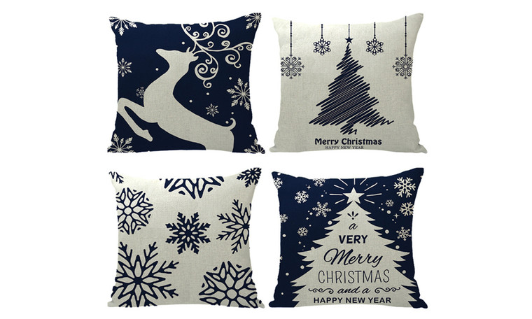 NEW 4PCS Blue Christmas Pillowcase  Cushion 5692