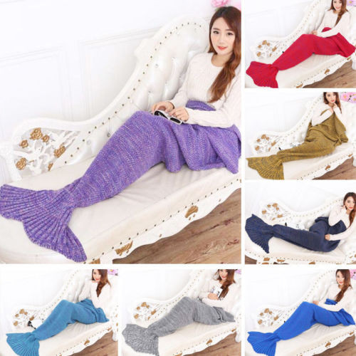 Super Soft Hand Crocheted Mermaid Tail Blanket Sofa Blanket 3238