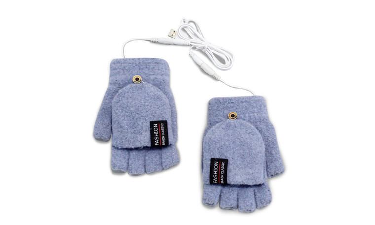 NEW USB Touch Screen Winter Warm Flip Heated Gloves 5726