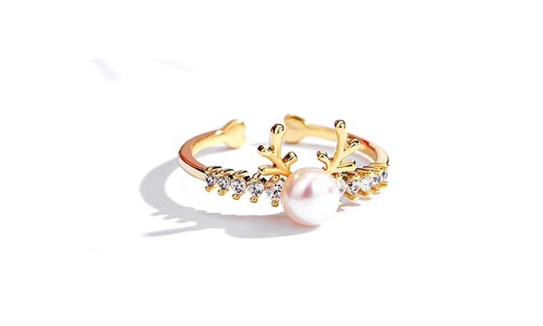 NEW Diamond Fashion Sweet Live Mouth Little Elk Ring 5763