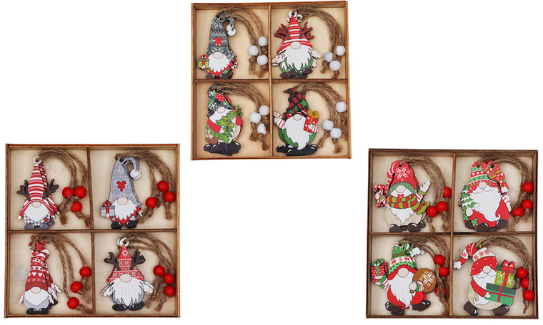 NEW 12 pieces of Christmas wooden box wooden pendant faceless old man wooden pendant 5764