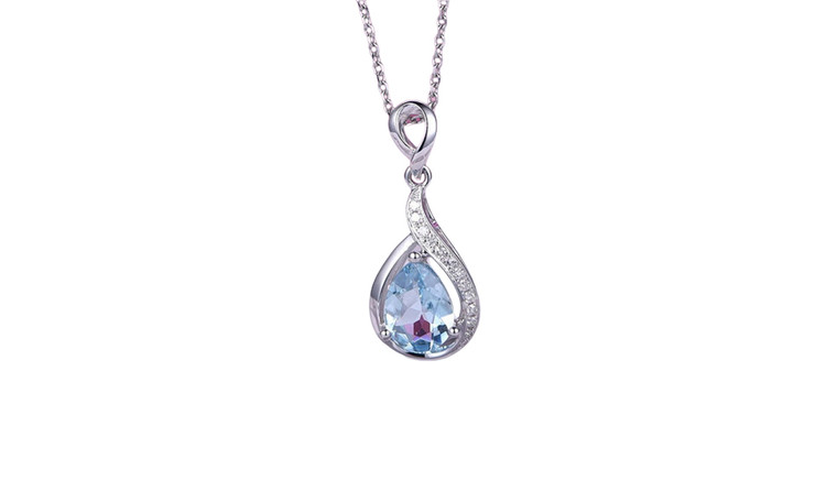 NEW Women's fashionable full diamond drop blue zirconia necklace 5828