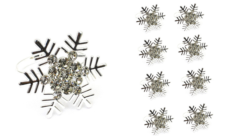 NEW 8PCS Christmas brass and diamond snowflake napkin clasp 5867