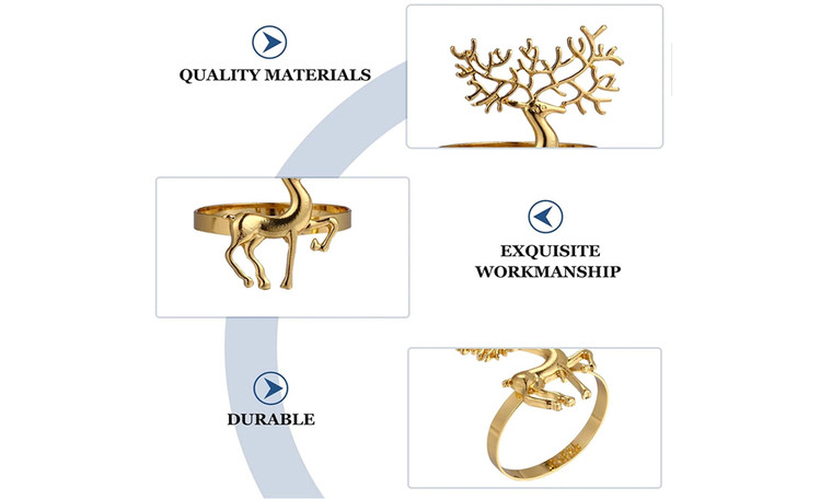 NEW 6 Pcs Christmas moose gold and silver fawn napkin ring 5880