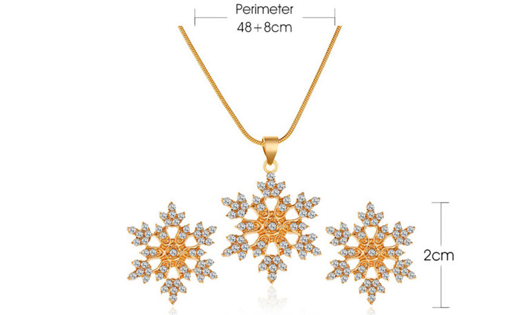 NEW Full Diamond Christmas Snowflake Necklace Snowflake Earrings Set Jewellery Valentine's Day Gift Christmas Gift 5884