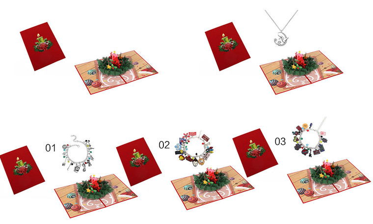 NEW   3D three -dimensional greeting card Creative Christmas Card Christmas Candle Card Card  5948