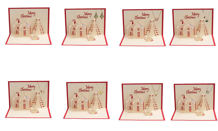 NEW  3D three -dimensional Christmas greeting card Christmas cottage  5949