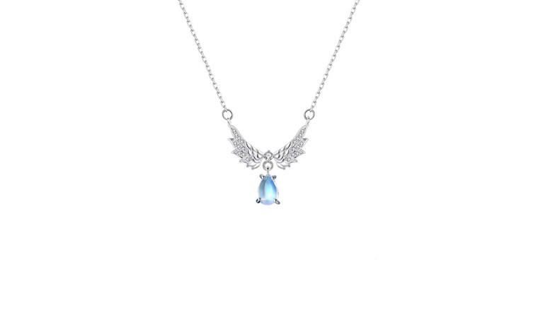 NEW Angel Wing Moon Stone Pendant Celar Claolical Necklace 5974
