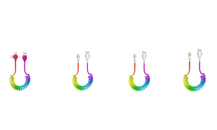 NEW Rainbow spring tension fast charging data cable 5991