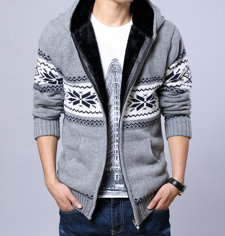 Men's Fleece Lining Hoodie Jacket Winter Warm Coat 