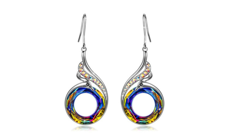 NEW Dazzling crystal peacock phoenix earrings 6035