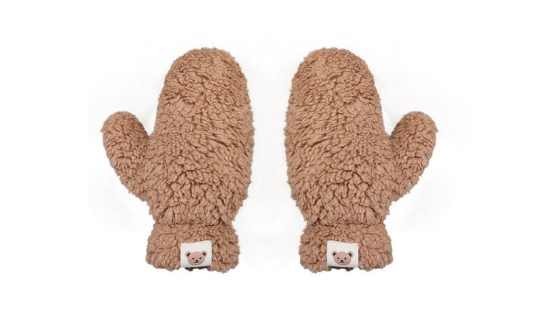 NEW Suitable for fall and winter cute bear plush gloves hanging neck gloves 6040