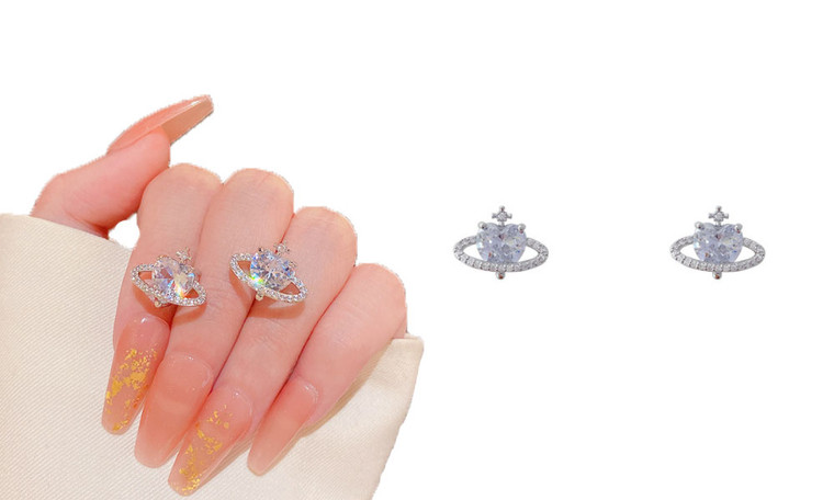 NEW Zircon planet earrings earrings 6067