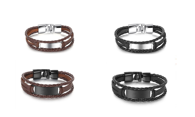 NEW Hand-woven multi-layer men's leather braceleT 6090