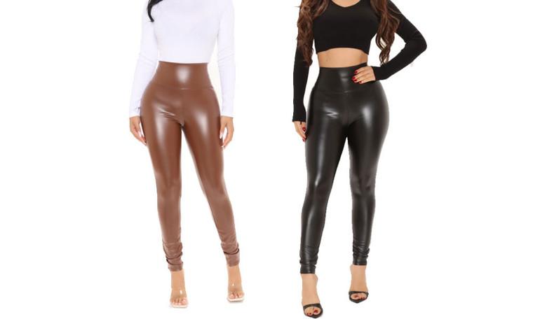 NEW-Women's Faux Leather Leggings Trouser 6103