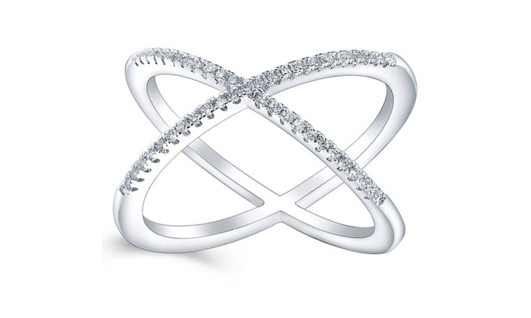 NEW   Classic cross design micro-set network ring  6021
