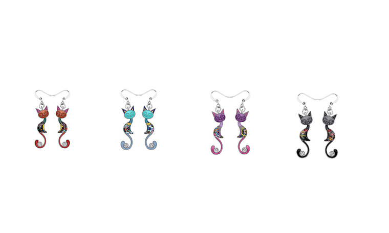 NEW Colorful kitten earrings 6151