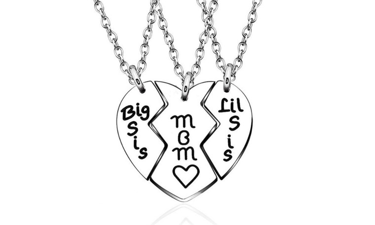 NEW  Mother's Day gift stainless steel Big Sis cross chain pendant necklace (three pieces)   6173