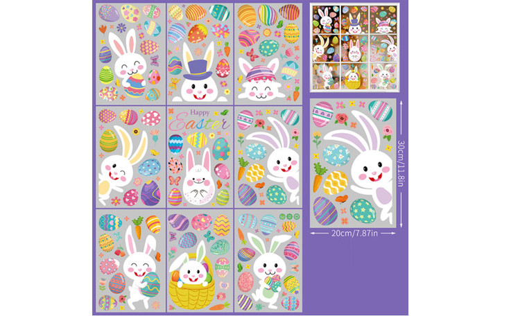 2302 184 patterns of colored eggs wall stickers Easter window glass electrostatic stickers non-adhesive self-adhesive holiday decorative stickers   6181