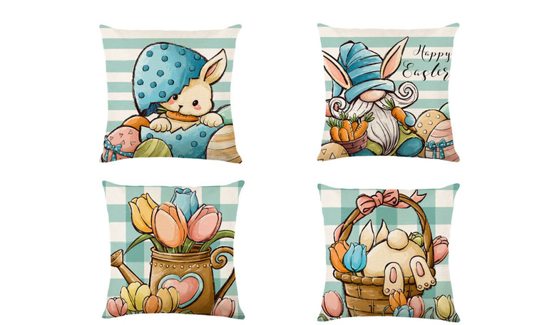 2302 NEW  Easter Funny Rabbit Throw Pillow Cover mix4    6184