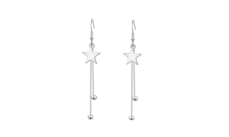 2302 NEW Five-pointed star medium and long tassel earrings 61207