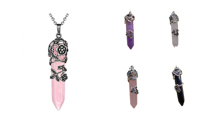 2302 NEW Crystal hexagonal rose pendant necklace 61213