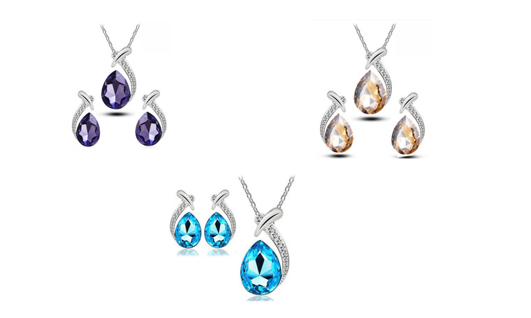 2302 NEW Drop-shaped pendant necklace earring set 6223