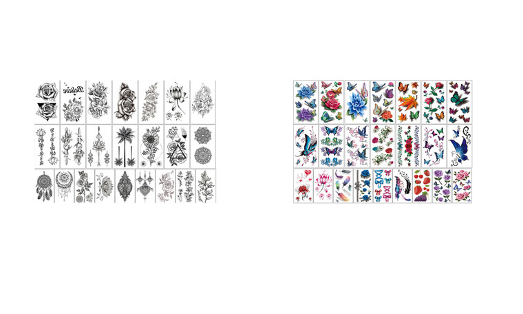 2302 NEW 30PC tattoo paste black and white flower color butterfly tattoo suit 6242