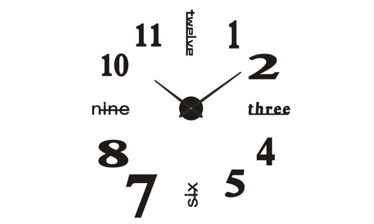 2303  NEW  Black creative silent wall clock Simple DIY living room three-dimensional decorative clock   6322