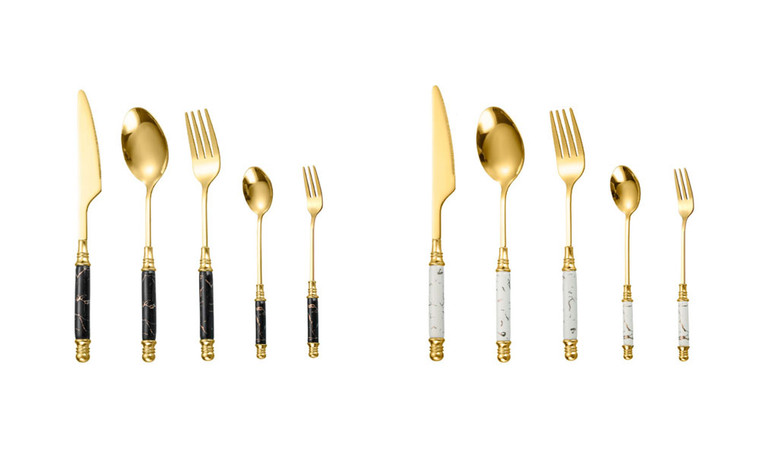 2303  NEW  5pcs   Stainless steel knife and fork, stone steak, western tableware, stainless steel coffee spoon, fruit fork   6333