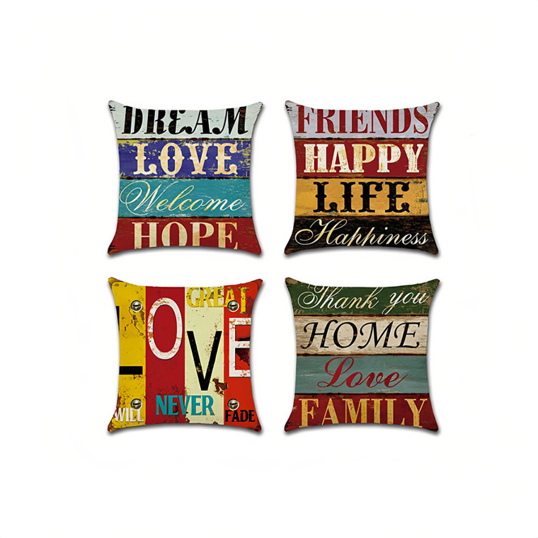 2303NEW 4PC Vintage Proverbs Mediterranean Letter Pillowcase6249