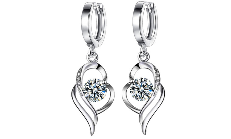 2303 NEW  heart-shaped angel feather earrings with zircon  6345