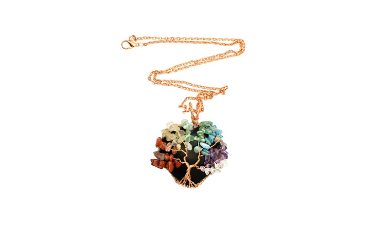 2303 NEW   colorful tree of life heart pendant necklace 6361