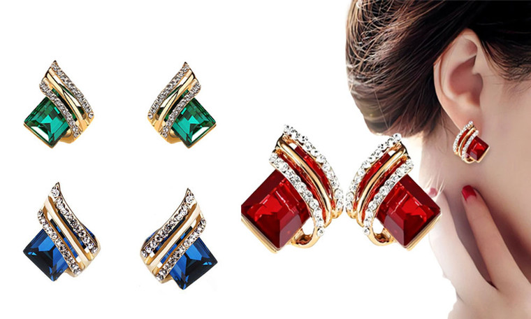 2303 NEW   Geometric earrings with silver needles and diamonds6362