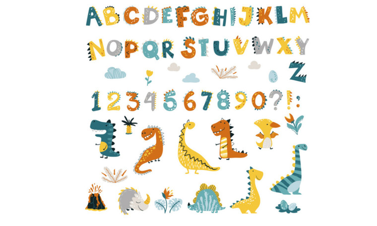 2303 NEW Dinosaur Letter Sticker Children's Room Digital Wall Decal 6611