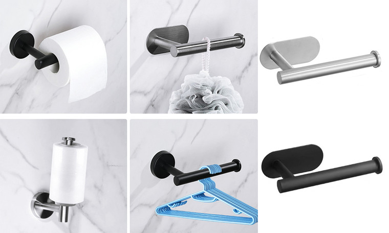 2303 NEW Stainless steel tissue holder Multifunctional perforated toilet tissue holder   6643