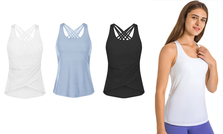 2303  NEW  2-in-1 Sports top built in shelf bra. Built-in bra with removable pads and for stability and comfort 6706