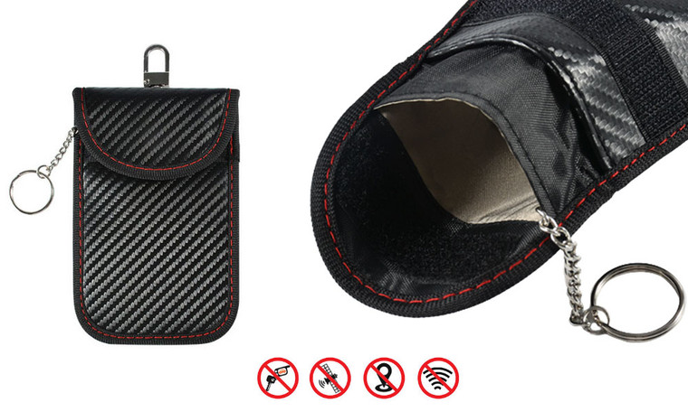 2303  NEW  Carbon fiber car remote control shielded key pack small double layer shielded signal anti-theft and loss prevention 6708