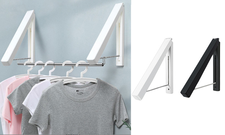 2304 NEW 75CM pole wall hanging bathroom small retractable concealed clothes hanger folding clothes hanger 6649